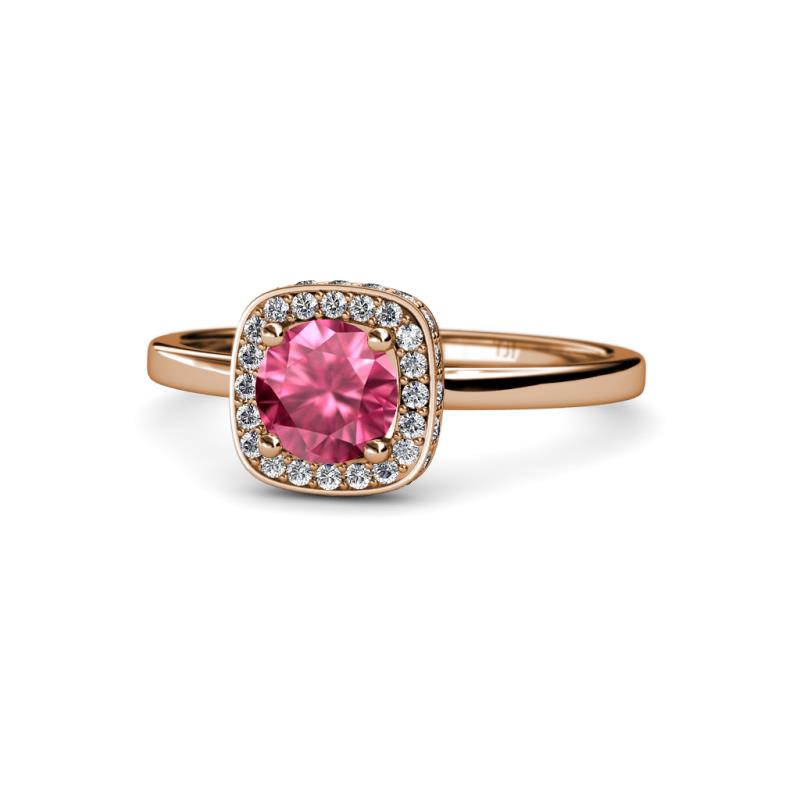 Alaina Signature Pink Tourmaline and Diamond Halo Engagement Ring 