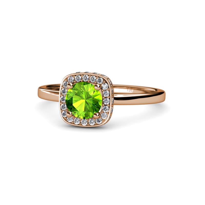 Alaina Signature Peridot and Diamond Halo Engagement Ring 