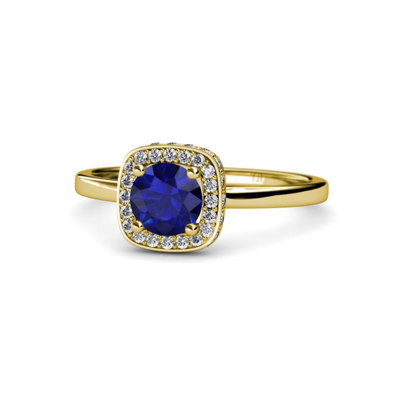 Alaina Signature Blue Sapphire and Diamond Halo Engagement Ring 