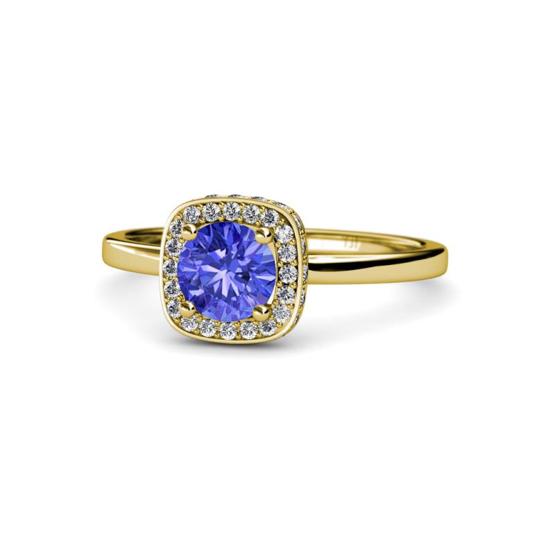 Alaina Signature Tanzanite and Diamond Halo Engagement Ring 
