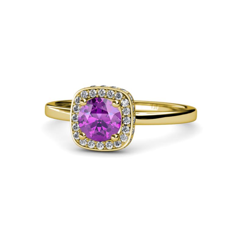 Alaina Signature Amethyst and Diamond Halo Engagement Ring 