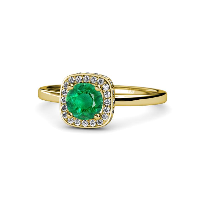 Alaina Signature Emerald and Diamond Halo Engagement Ring 