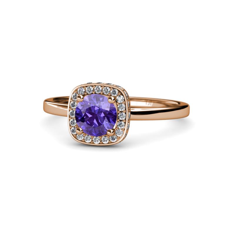 Alaina Signature Iolite and Diamond Halo Engagement Ring 