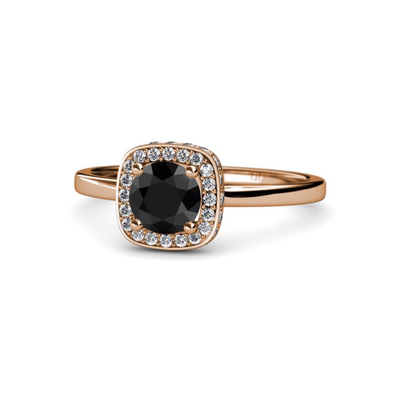 Alaina Signature Black and White Diamond Halo Engagement Ring 