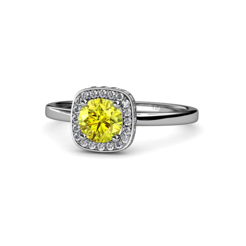 Alaina Signature Yellow and White Diamond Halo Engagement Ring 