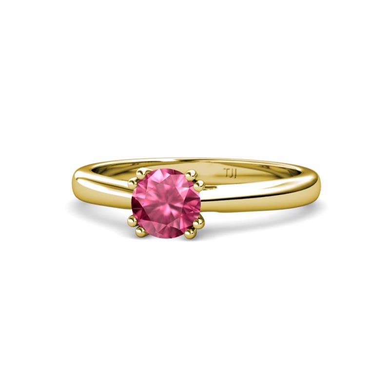 Alaya Signature 6.50 mm Round Pink Tourmaline 8 Prong Solitaire Engagement Ring 