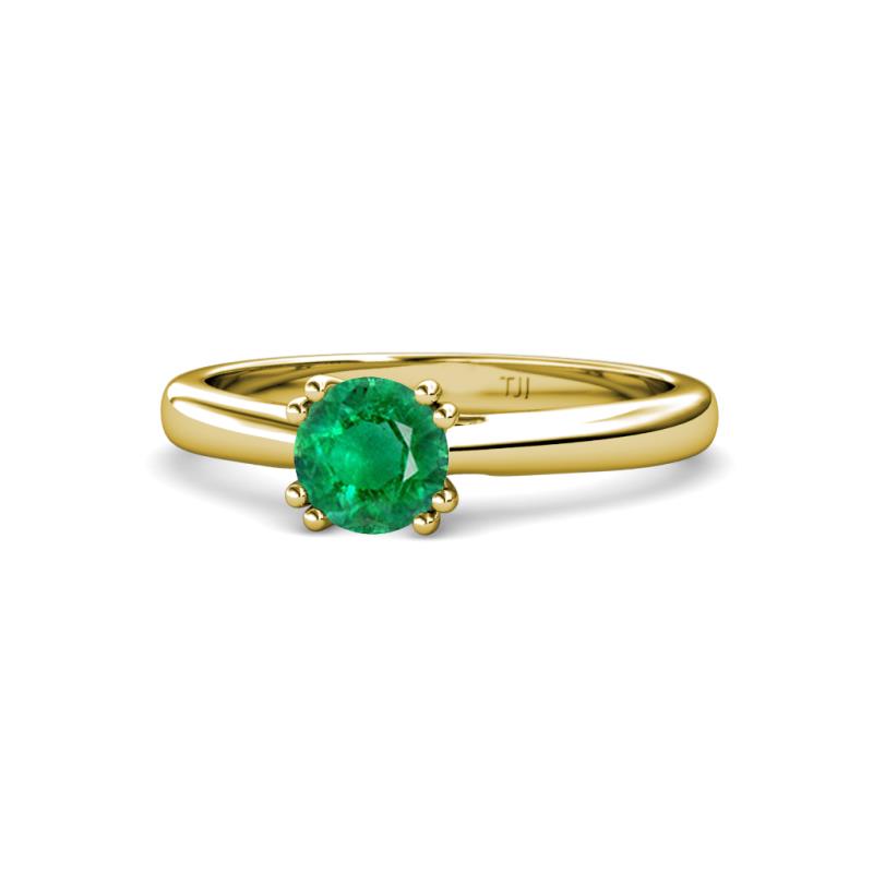 Alaya Signature 6.00 mm Round Emerald 8 Prong Solitaire Engagement Ring 