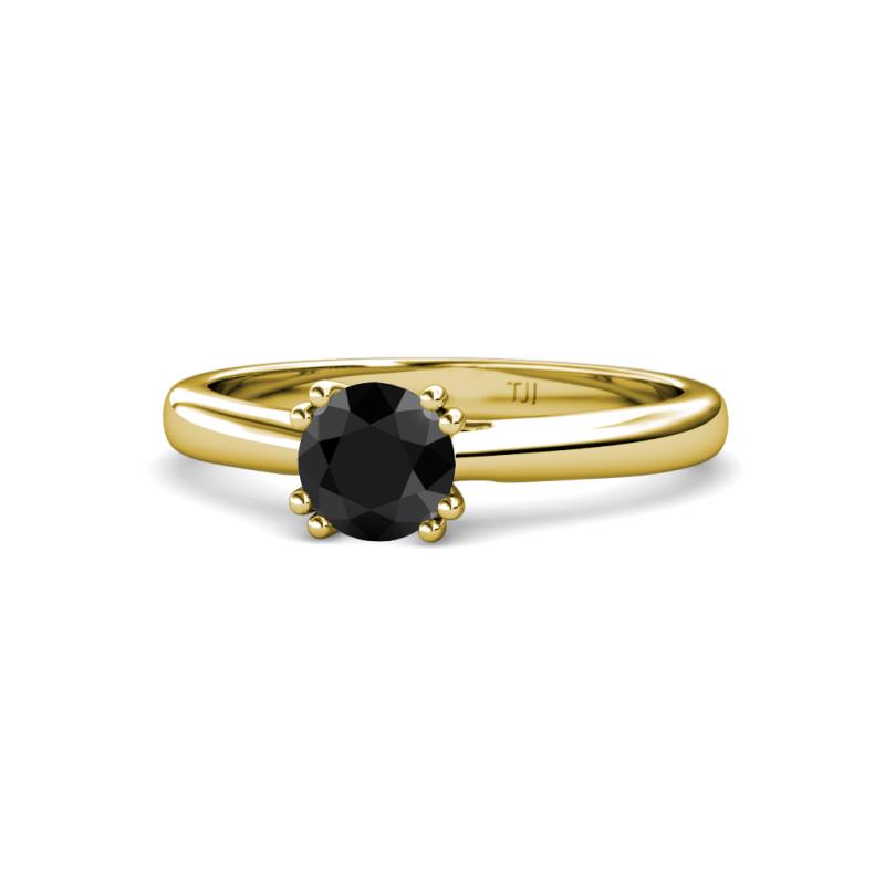 Alaya Signature 6.00 mm Round Black Diamond 8 Prong Solitaire Engagement Ring 