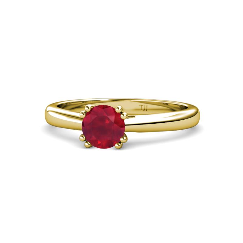 Alaya Signature 6.00 mm Round Ruby 8 Prong Solitaire Engagement Ring 