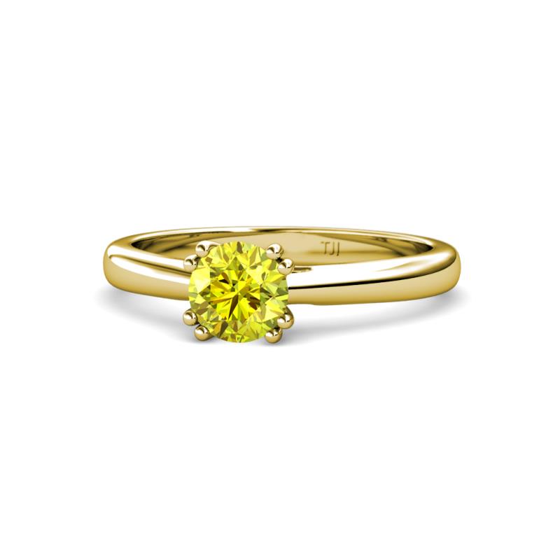 Alaya Signature 6.00 mm Round Yellow Diamond 8 Prong Solitaire Engagement Ring 
