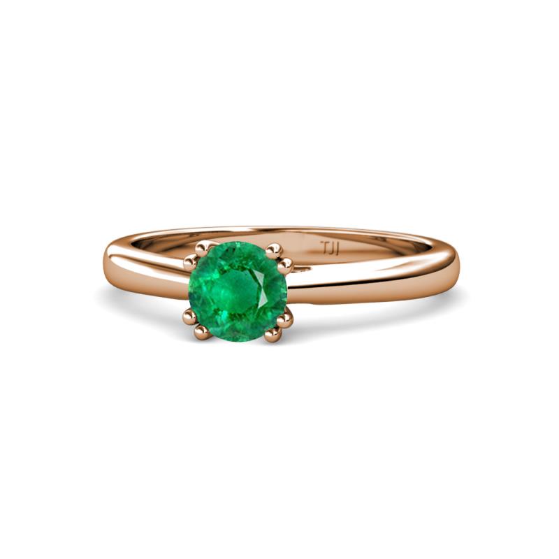 Alaya Signature 6.00 mm Round Emerald 8 Prong Solitaire Engagement Ring 