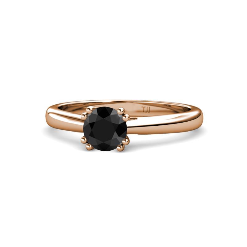 Alaya Signature 6.00 mm Round Black Diamond 8 Prong Solitaire Engagement Ring 
