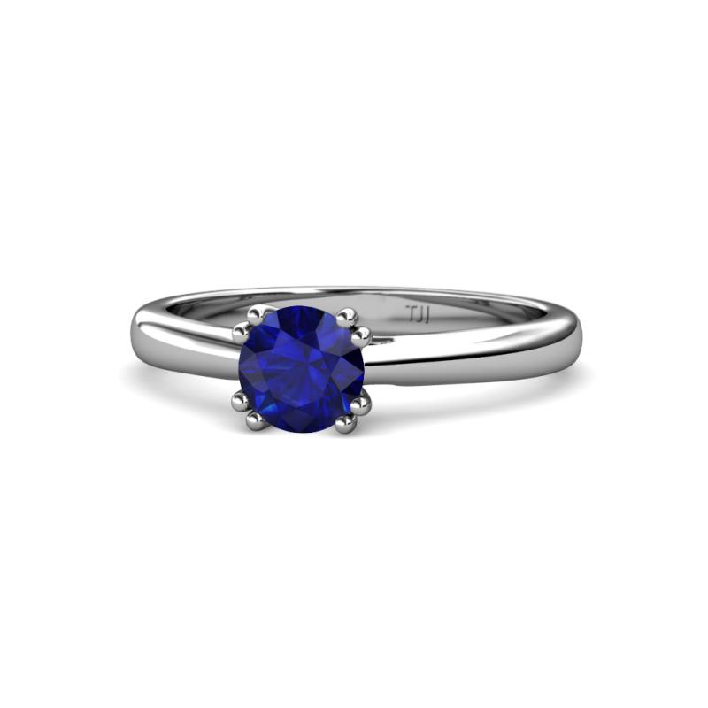 Alaya Signature 6.00 mm Round Blue Sapphire 8 Prong Solitaire Engagement Ring 