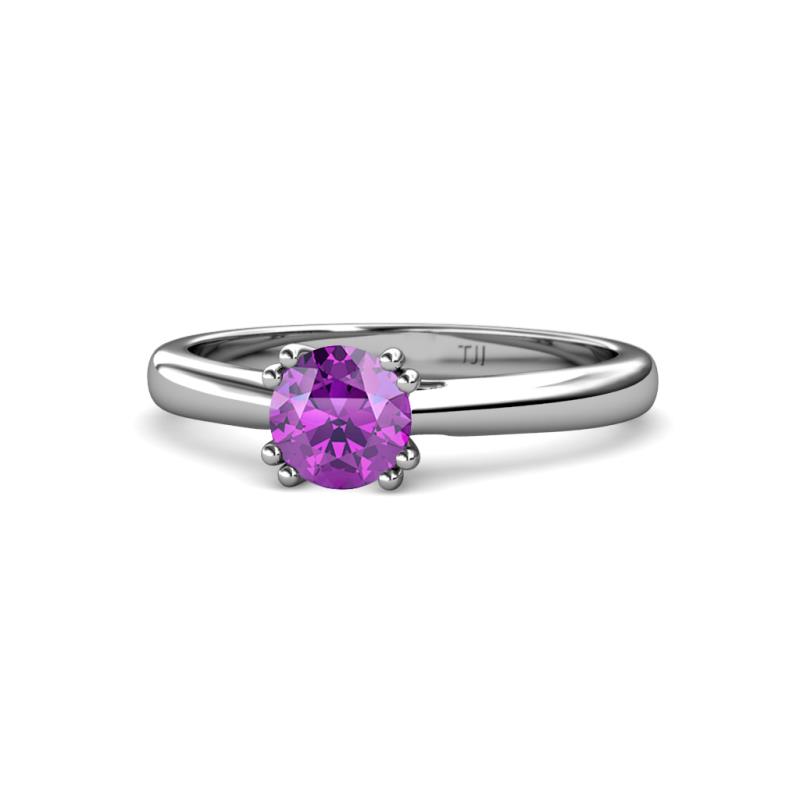 Alaya Signature 6.50 mm Round Amethyst 8 Prong Solitaire Engagement Ring 