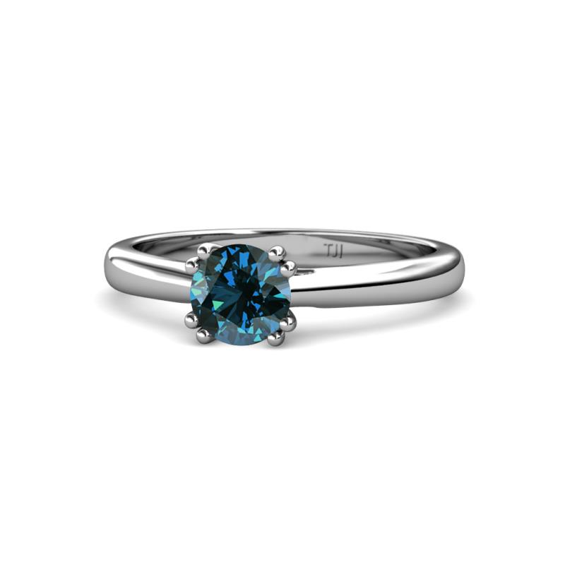 Alaya Signature 6.00 mm Round Blue Diamond 8 Prong Solitaire Engagement Ring 