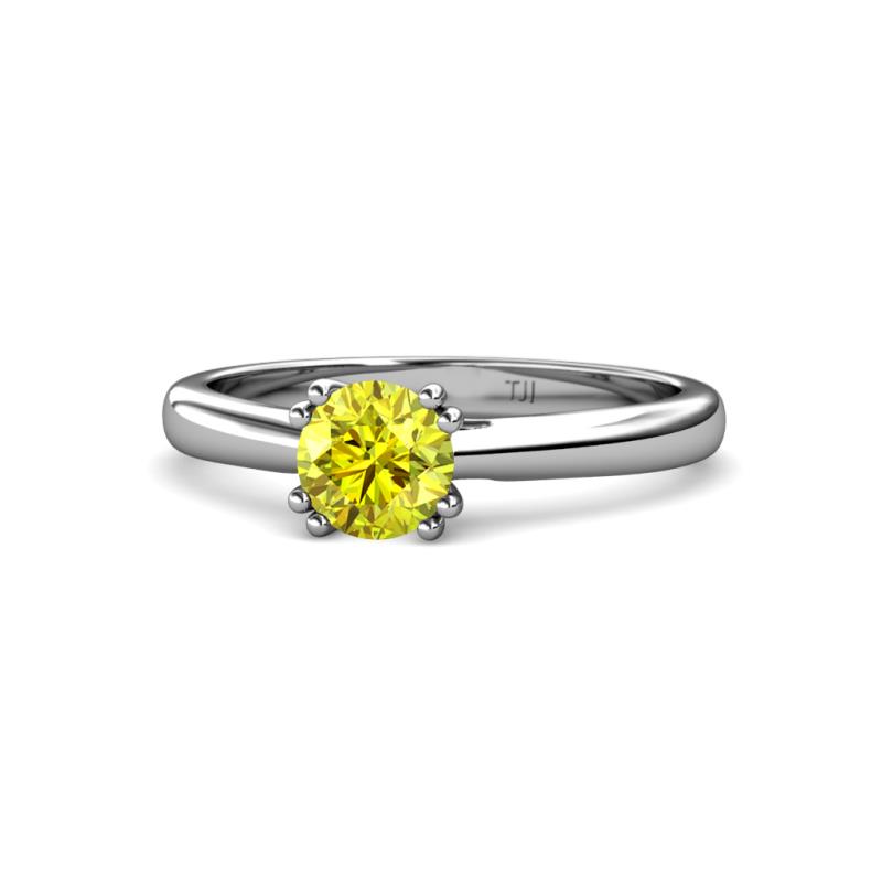Alaya Signature 6.00 mm Round Yellow Diamond 8 Prong Solitaire Engagement Ring 