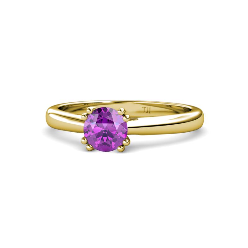 Alaya Signature 6.50 mm Round Amethyst 8 Prong Solitaire Engagement Ring 