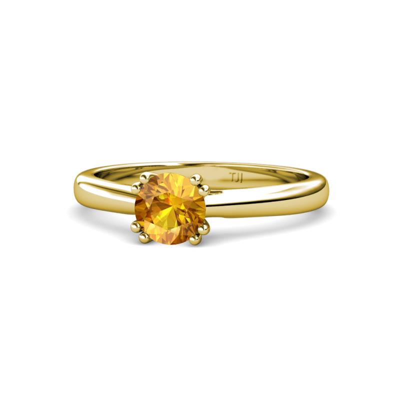 Alaya Signature 6.50 mm Round Citrine 8 Prong Solitaire Engagement Ring 