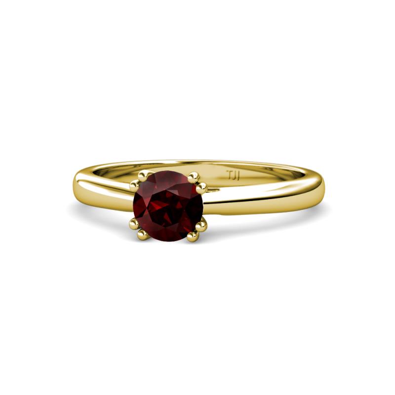 Alaya Signature 6.50 mm Round Red Garnet 8 Prong Solitaire Engagement Ring 