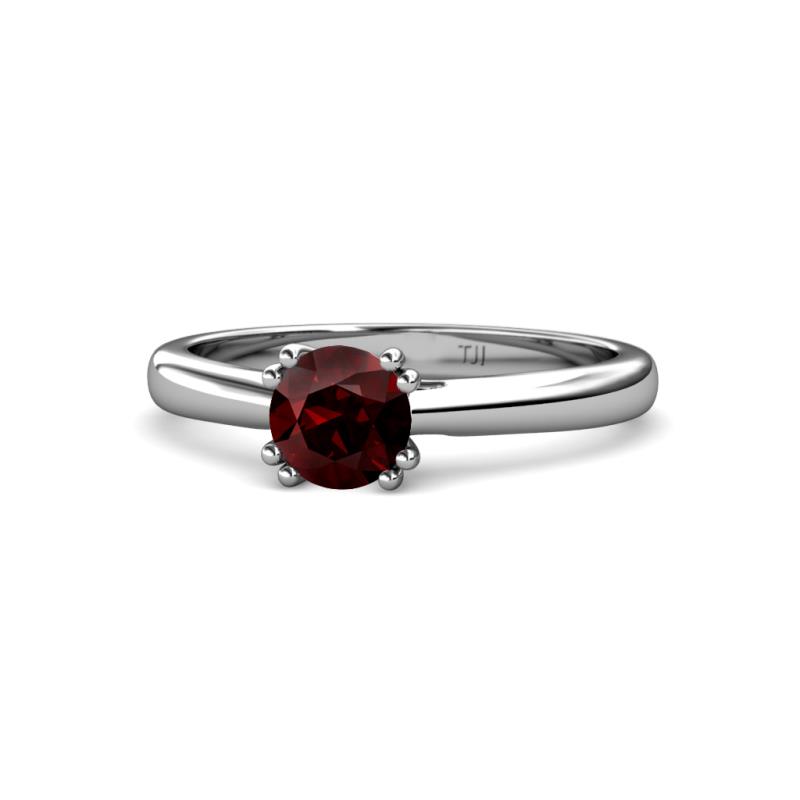 Alaya Signature 6.50 mm Round Red Garnet 8 Prong Solitaire Engagement Ring 
