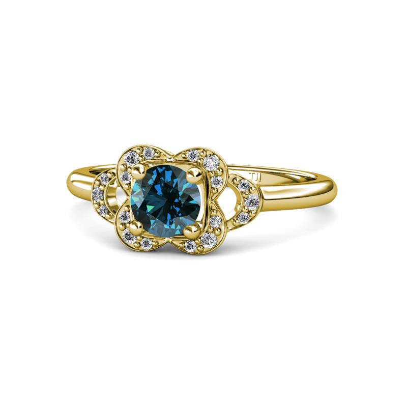 Kyra Signature Blue and White Diamond Engagement Ring 
