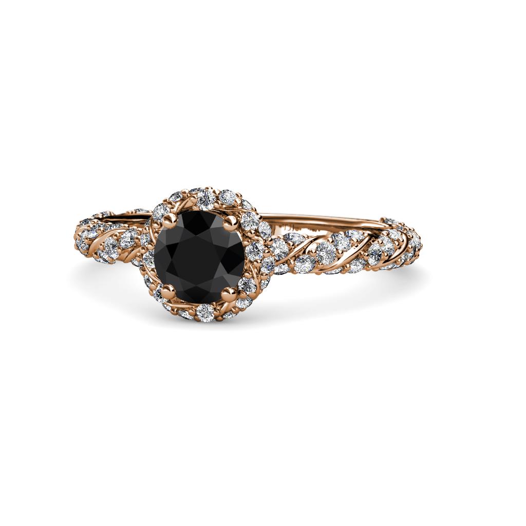 Allene Signature Black and White Diamond Halo Engagement Ring 