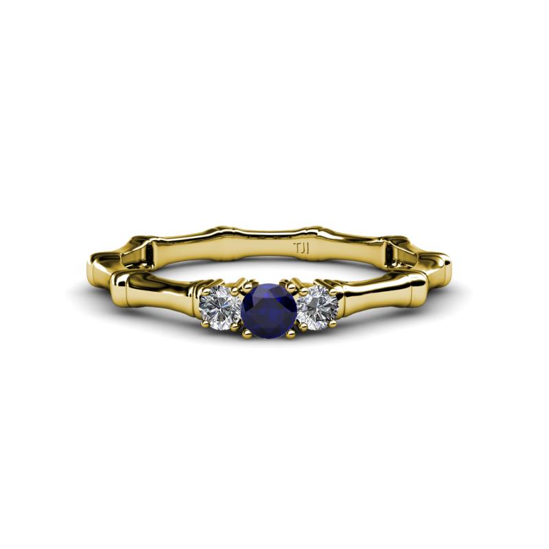 Twyla Diamond and Blue Sapphire Three Stone Ring 