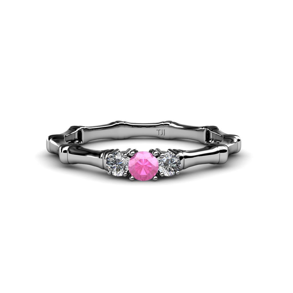 Twyla Diamond and Pink Sapphire Three Stone Ring 
