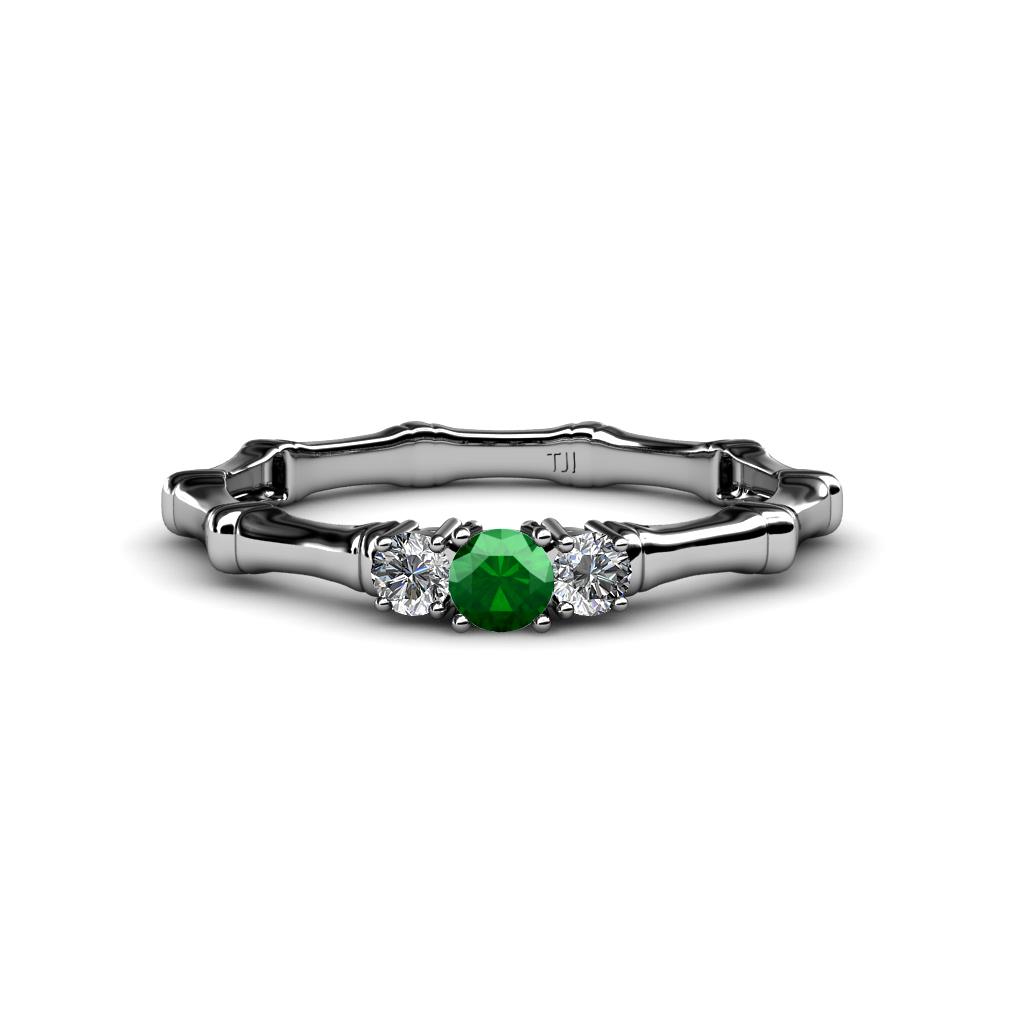 Twyla Diamond and Emerald Three Stone Ring 