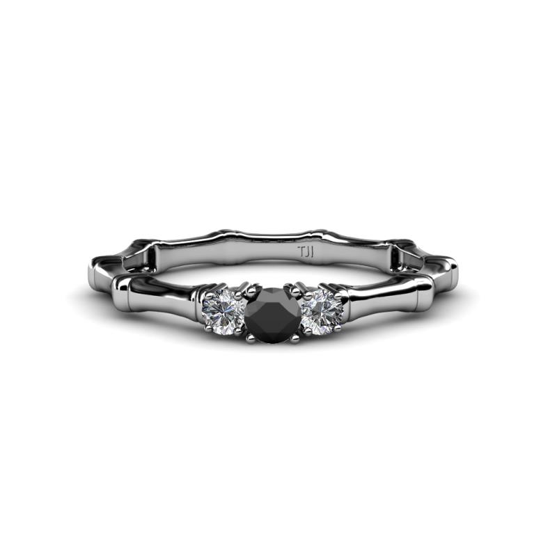 Twyla Black and White Diamond Three Stone Ring 