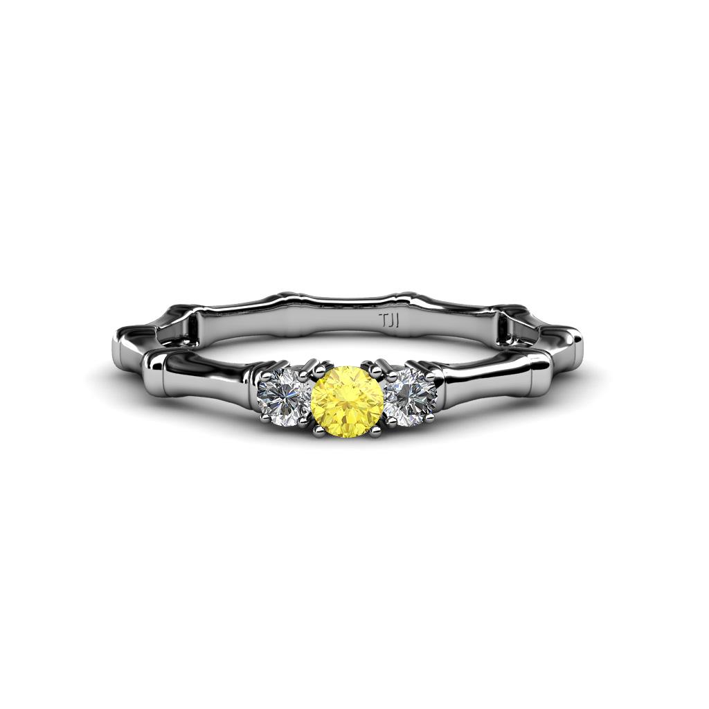 Twyla Diamond and Yellow Sapphire Three Stone Ring 