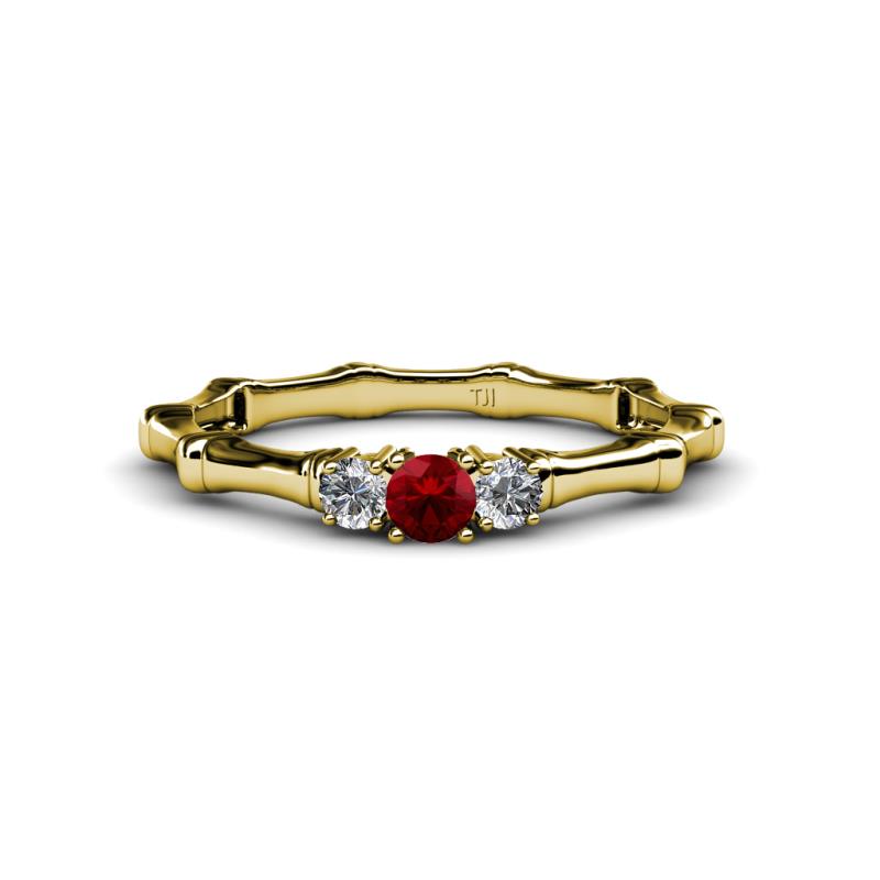 Twyla Diamond and Ruby Three Stone Ring 