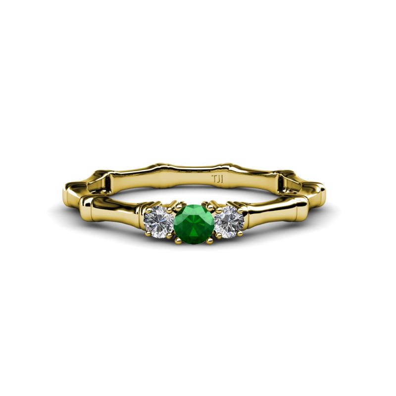 Twyla Diamond and Emerald Three Stone Ring 