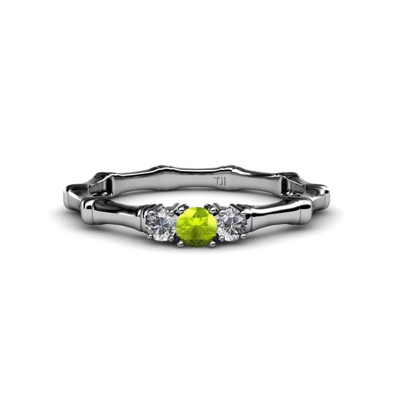 Twyla Diamond and Peridot Three Stone Ring 