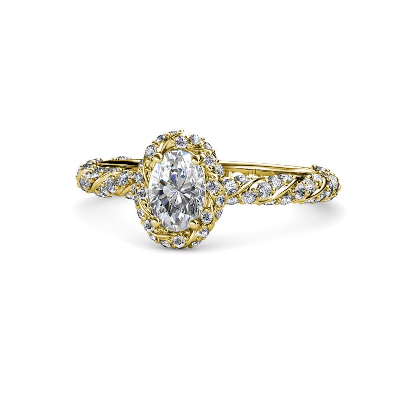 Allene Signature Oval Cut Diamond Halo Engagement Ring 
