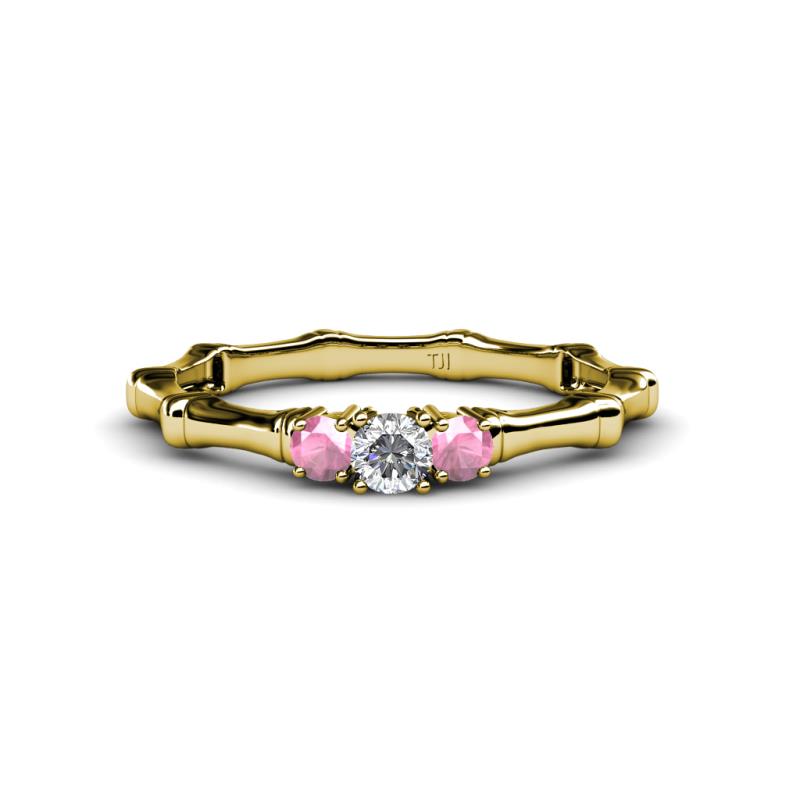 Twyla 0.26 ctw Natural Diamond (3.40 mm) and Pink Tourmaline Three Stone Engagement Ring  