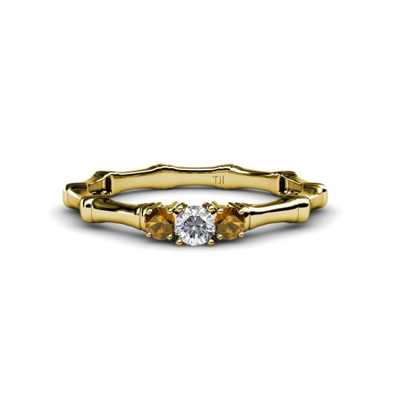 Twyla 0.26 ctw Natural Diamond (3.40 mm) and Citrine Three Stone Engagement Ring  