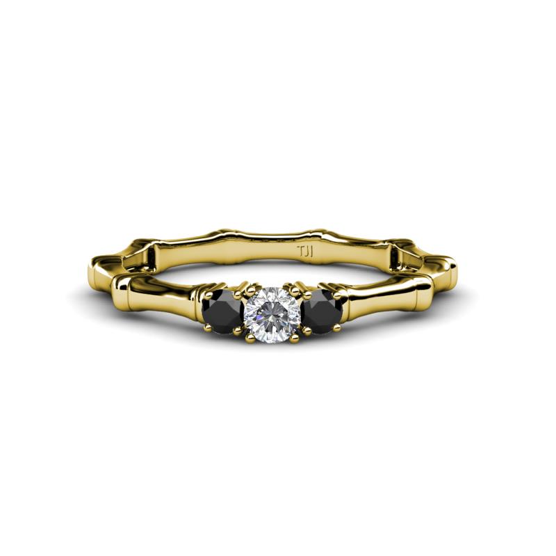 Twyla 0.30 ctw Natural Diamond (3.40 mm) and Black Diamond Three Stone Engagement Ring  