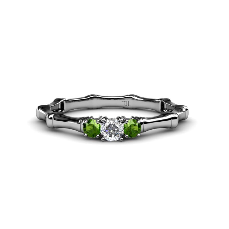 Twyla 0.32 ctw Natural Diamond (3.40 mm) and Green Garnet Three Stone Engagement Ring  