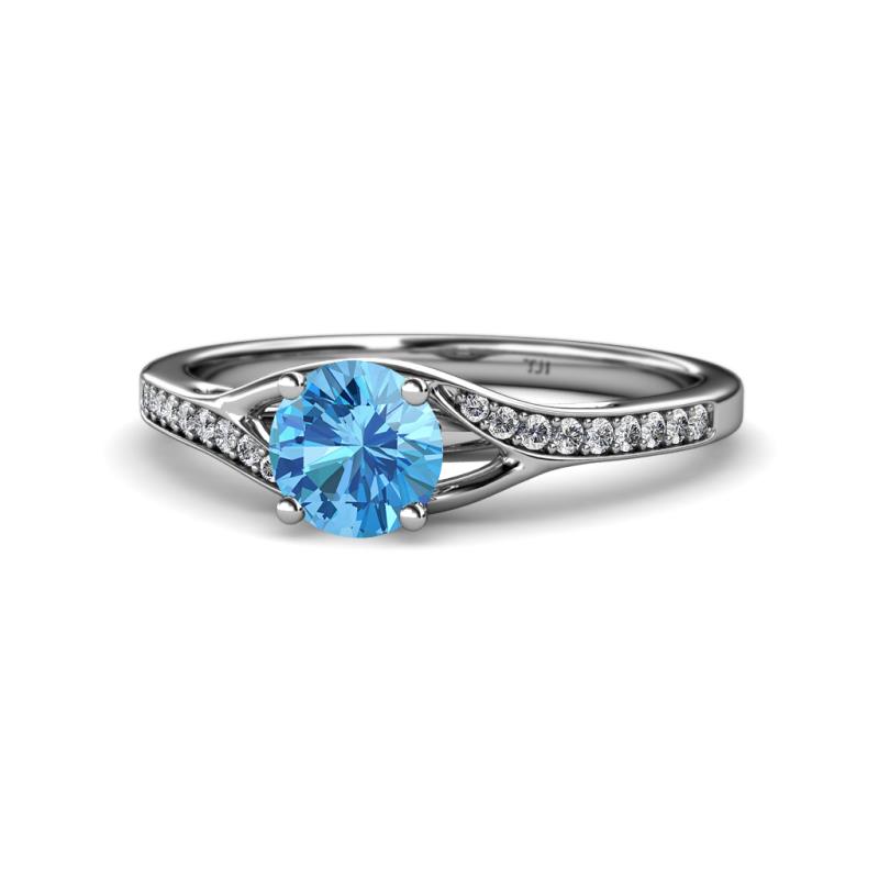 Grianne Signature Blue Topaz and Diamond Engagement Ring 