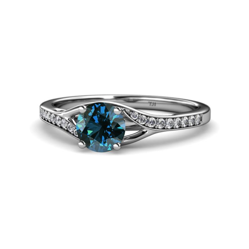 Grianne Signature Blue and White Diamond Engagement Ring 
