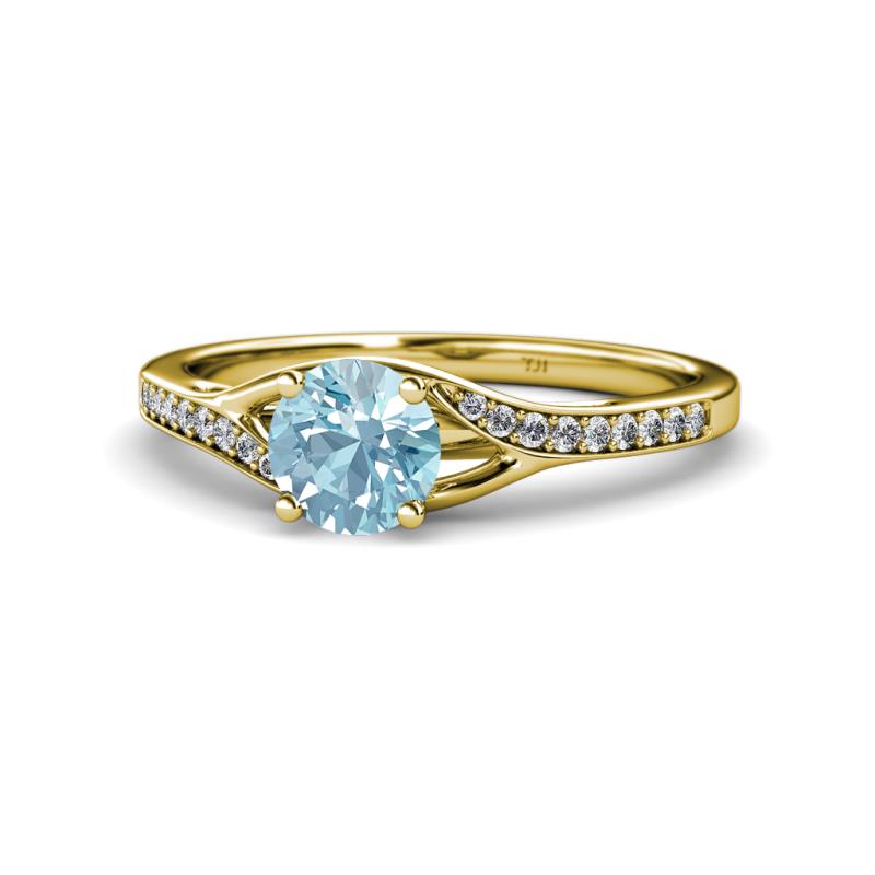 Grianne Signature Aquamarine and Diamond Engagement Ring 