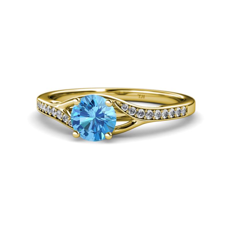 Grianne Signature Blue Topaz and Diamond Engagement Ring 