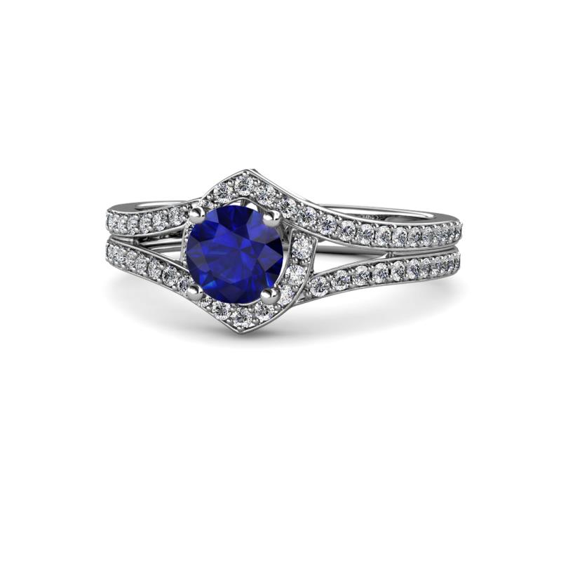 Meryl Signature Blue Sapphire and Diamond Engagement Ring 