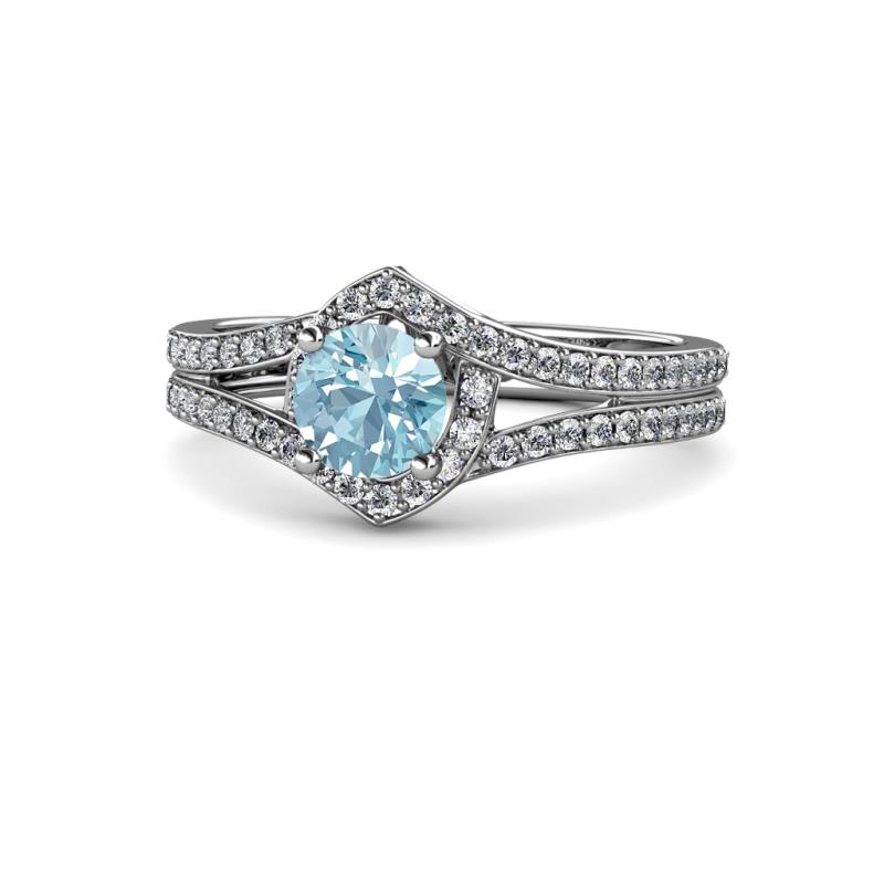 Meryl Signature Aquamarine and Diamond Engagement Ring 