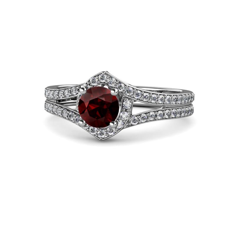 Meryl Signature Red Garnet and Diamond Engagement Ring 