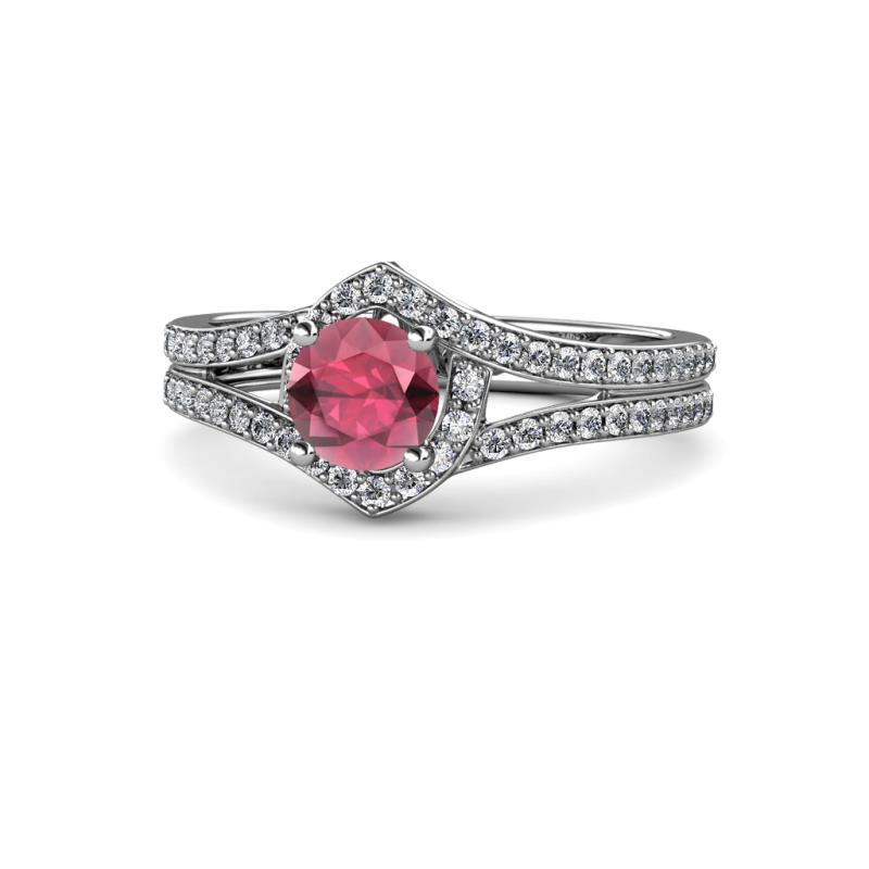 Meryl Signature Rhodolite Garnet and Diamond Engagement Ring 