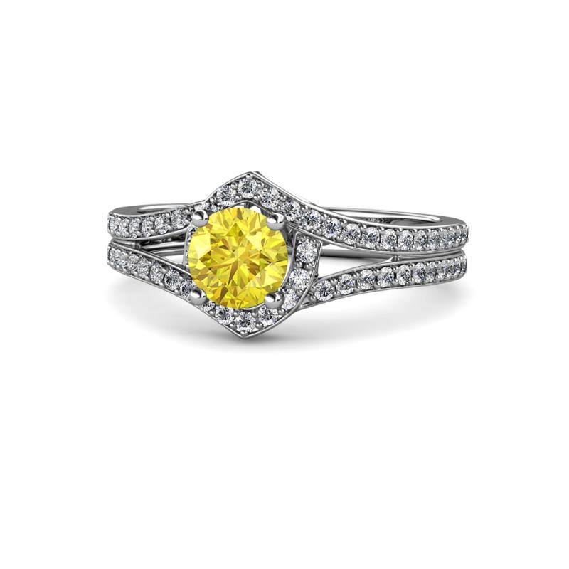 Meryl Signature Yellow Sapphire and Diamond Engagement Ring 