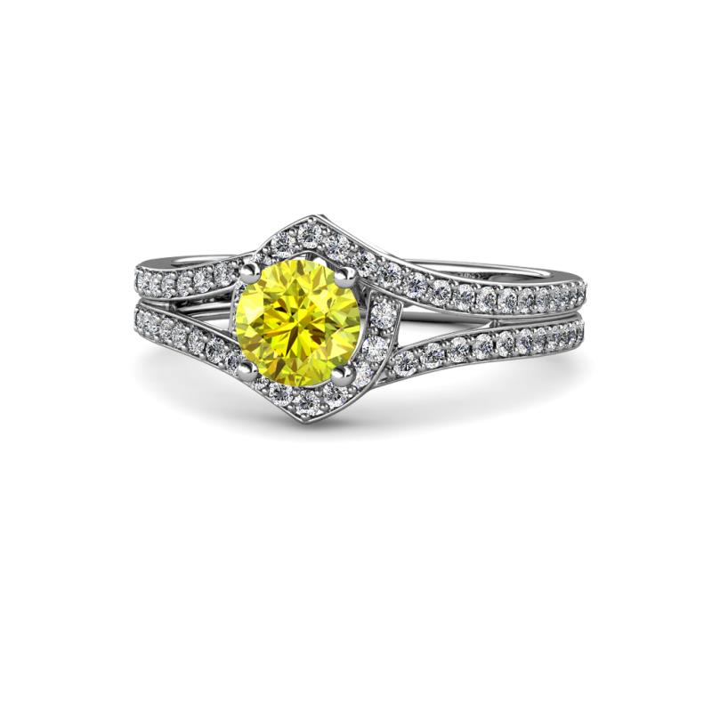 Meryl Signature Yellow and White Diamond Engagement Ring 