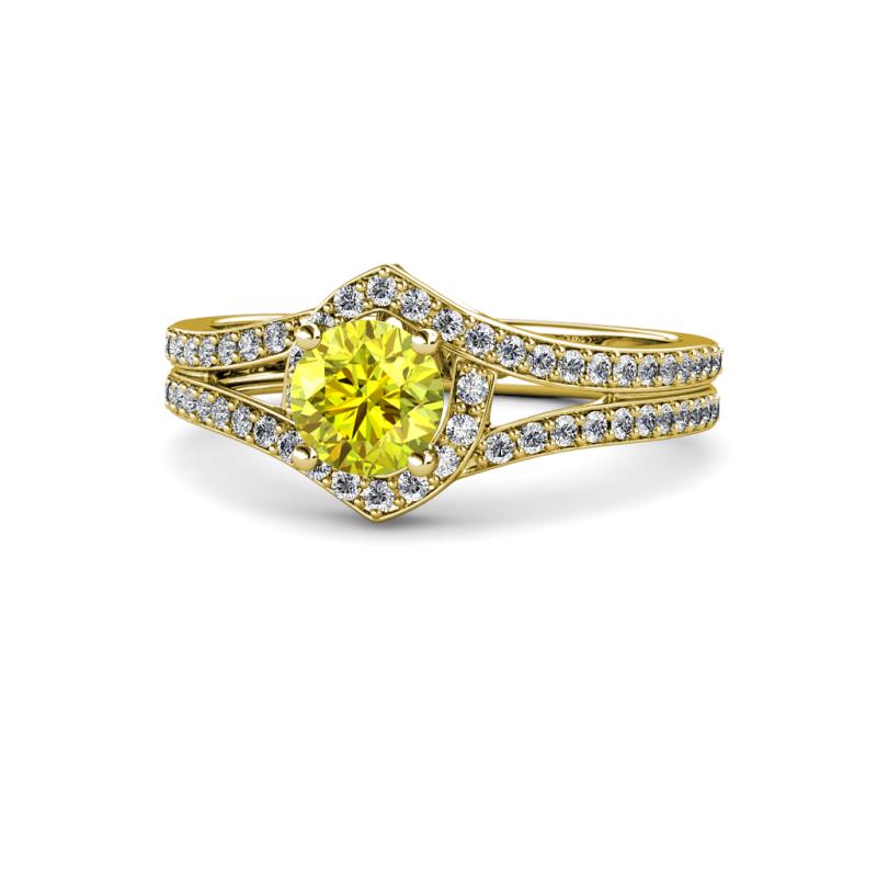 Meryl Signature Yellow and White Diamond Engagement Ring 